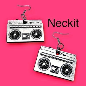 Metallic Acrylic Boom Box Radio Earrings